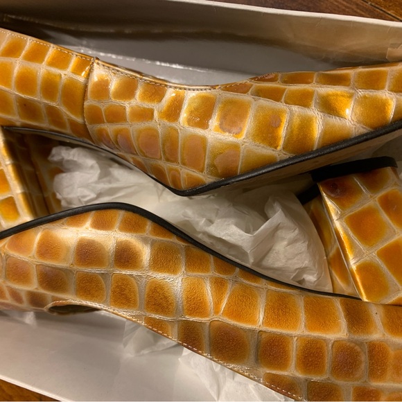 💝 Golden croco Vintage Pavane golden orange crocodile style heels in the 1980s - Picture 2 of 15